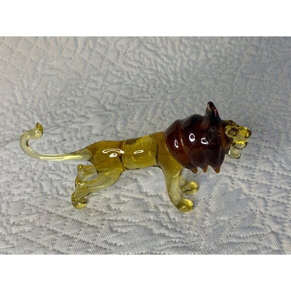 Blown Glass Lion Amber figure Vintage 2.5 inch tall - Picture 11 of 13